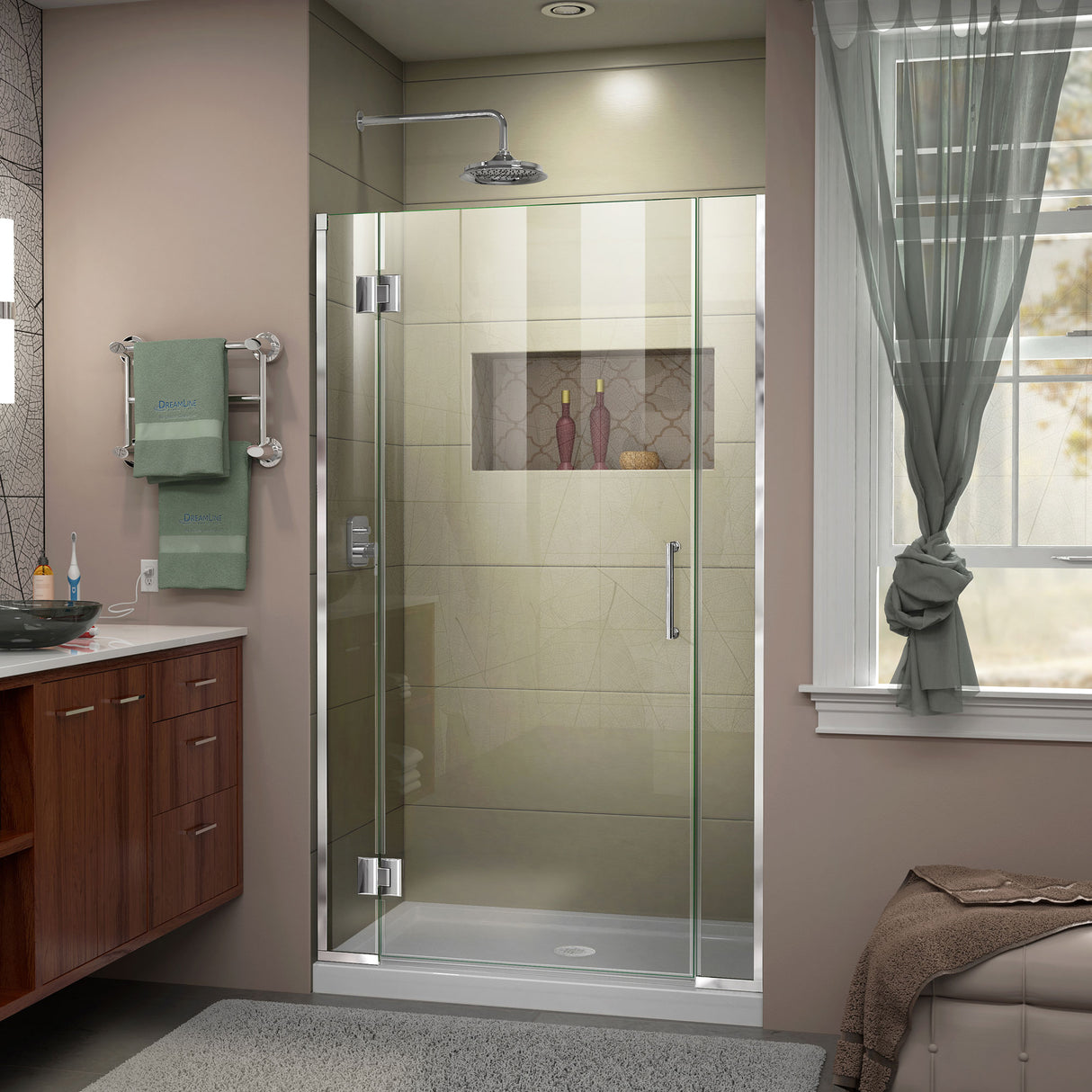 DreamLine Unidoor-X 42 1/2-43 in. W x 72 in. H Frameless Hinged Shower Door in Chrome