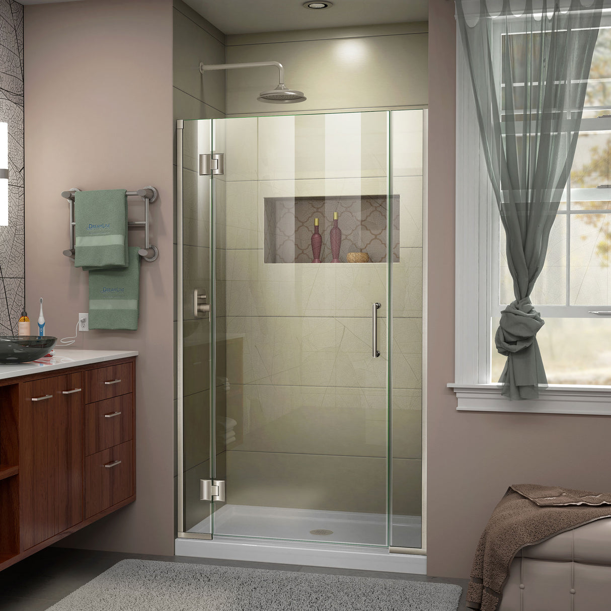 DreamLine Unidoor-X 40 1/2-41 in. W x 72 in. H Frameless Hinged Shower Door in Brushed Nickel