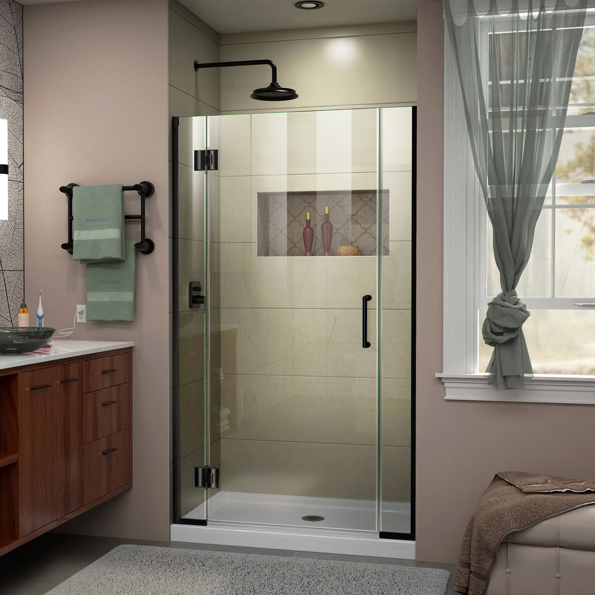 DreamLine Unidoor-X 40-40 1/2 in. W x 72 in. H Frameless Hinged Shower Door in Satin Black