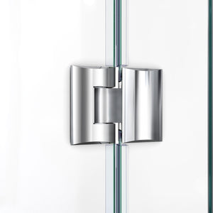 DreamLine Prism Plus 38 in. x 74 3/4 in. Frameless Neo-Angle Shower Enclosure in Chrome with Black Base