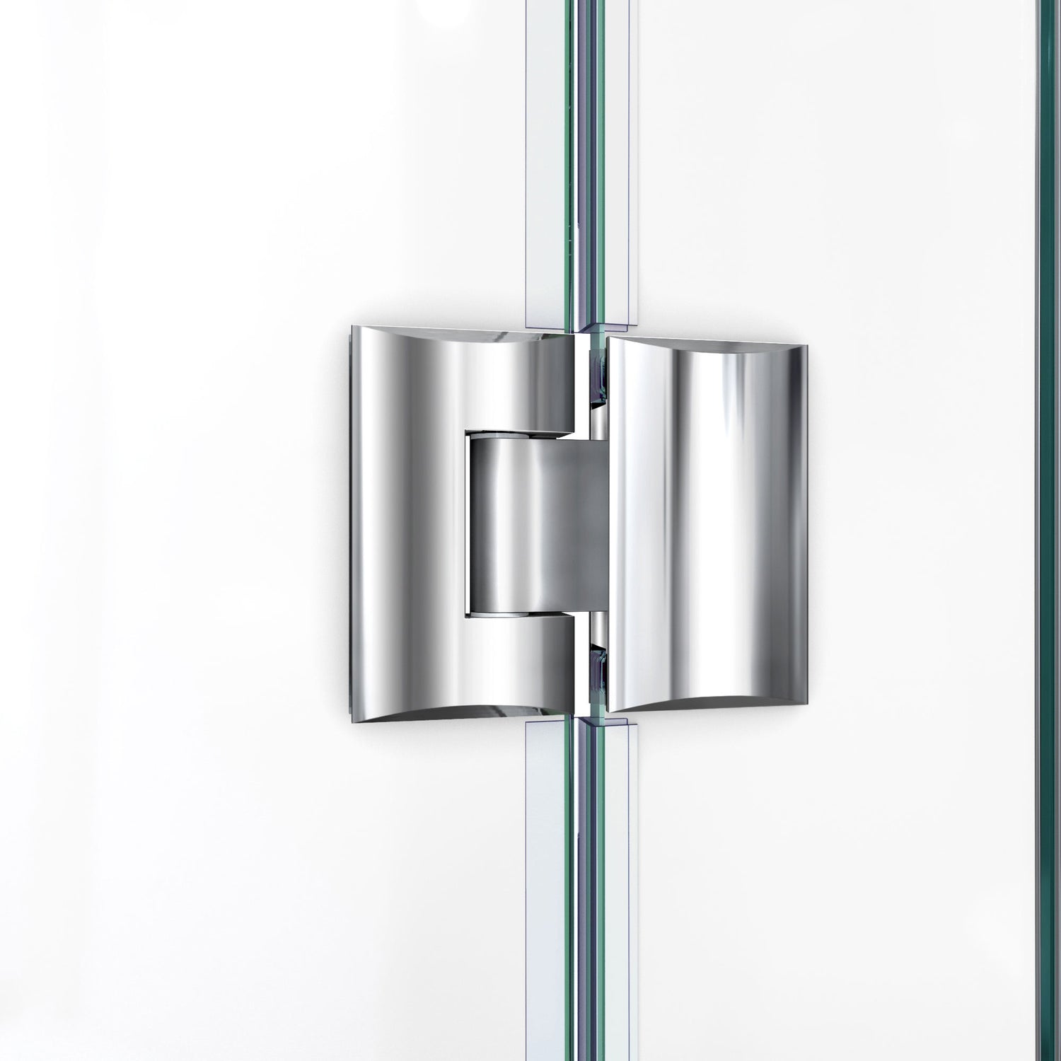 DreamLine Prism Plus 42 in. x 74 3/4 in. Frameless Neo-Angle Shower Enclosure in Chrome with White Base