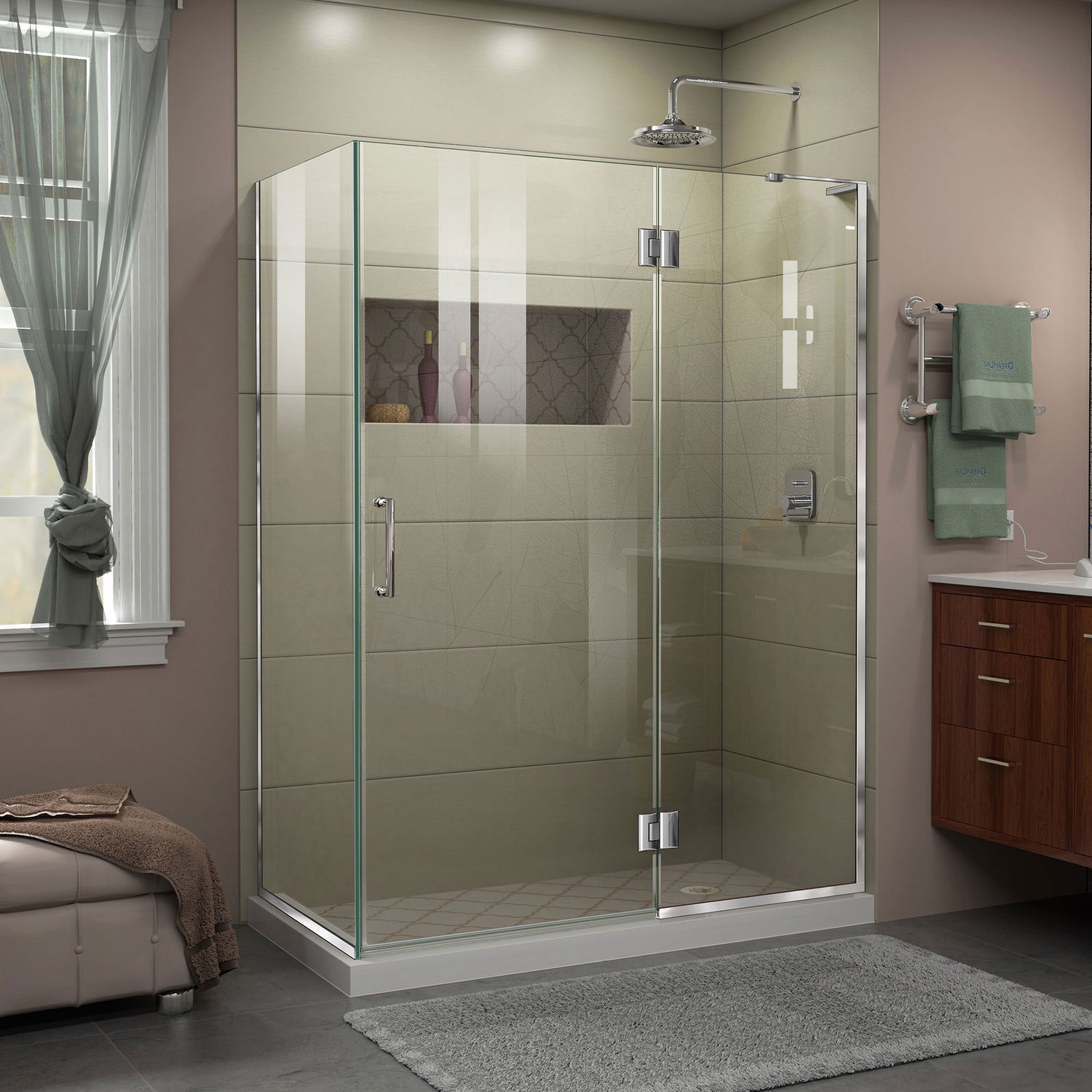 DreamLine Unidoor-X 48 3/8 in. W x 30 in. D x 72 in. H Frameless Hinged Shower Enclosure in Chrome