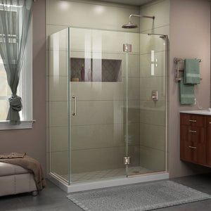 DreamLine Unidoor-X 47 3/8 in. W x 30 in. D x 72 in. H Frameless Hinged Shower Enclosure in Brushed Nickel