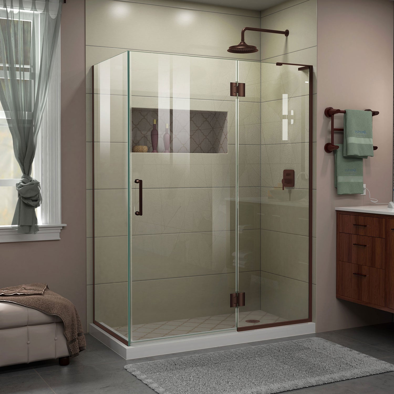 DreamLine Unidoor-X 48 3/8 in. W x 30 in. D x 72 in. H Frameless Hinged Shower Enclosure in Oil Rubbed Bronze