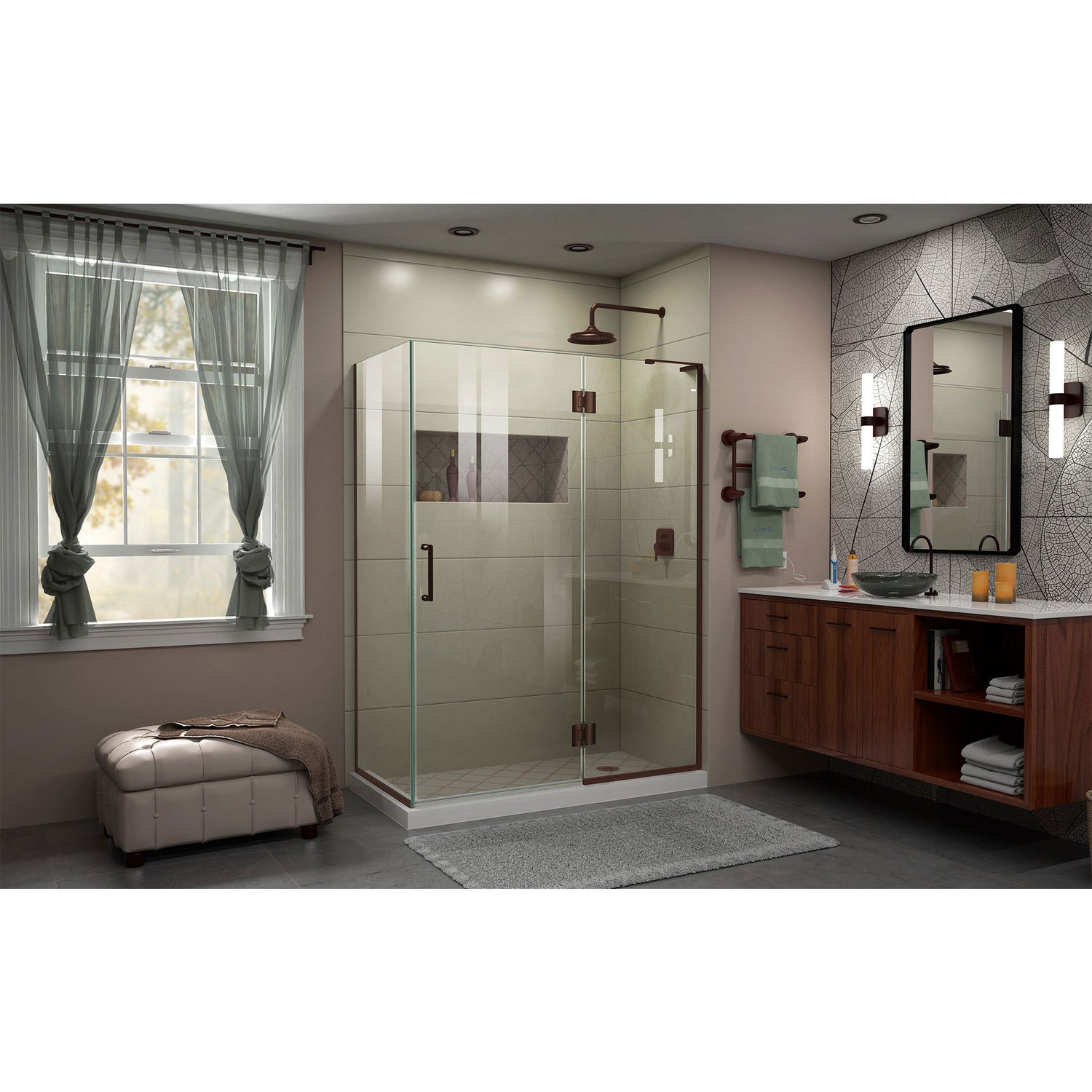 DreamLine Unidoor-X 48 3/8 in. W x 30 in. D x 72 in. H Frameless Hinged Shower Enclosure in Oil Rubbed Bronze