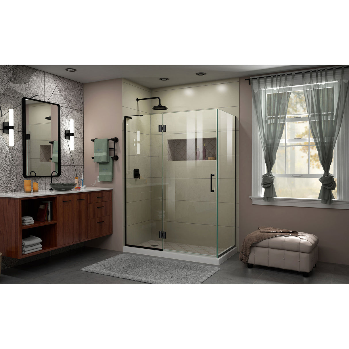 DreamLine Unidoor-X 47 3/8 in. W x 34 in. D x 72 in. H Frameless Hinged Shower Enclosure in Satin Black