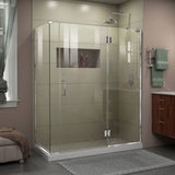 DreamLine Unidoor-X 58 in. W x 34 3/8 in. D x 72 in. H Frameless Hinged Shower Enclosure in Chrome