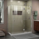 DreamLine Unidoor-X 57 1/2 in. W x 34 3/8 in. D x 72 in. H Frameless Hinged Shower Enclosure in Chrome