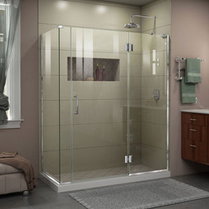 DreamLine Unidoor-X 60 in. W x 34 3/8 in. D x 72 in. H Frameless Hinged Shower Enclosure in Chrome