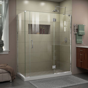 DreamLine Unidoor-X 59 1/2 in. W x 30 3/8 in. D x 72 in. H Frameless Hinged Shower Enclosure in Chrome