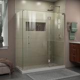 DreamLine Unidoor-X 57 in. W x 34 3/8 in. D x 72 in. H Frameless Hinged Shower Enclosure in Brushed Nickel