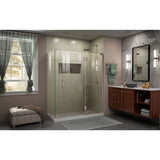 DreamLine Unidoor-X 59 1/2 in. W x 34 3/8 in. D x 72 in. H Frameless Hinged Shower Enclosure in Brushed Nickel