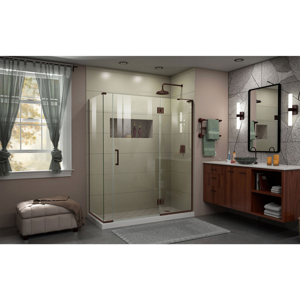 DreamLine Unidoor-X 58 1/2 in. W x 30 3/8 in. D x 72 in. H Frameless Hinged Shower Enclosure in Oil Rubbed Bronze