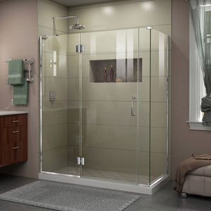 DreamLine Unidoor-X 59 1/2 in. W x 34 3/8 in. D x 72 in. H Frameless Hinged Shower Enclosure in Chrome