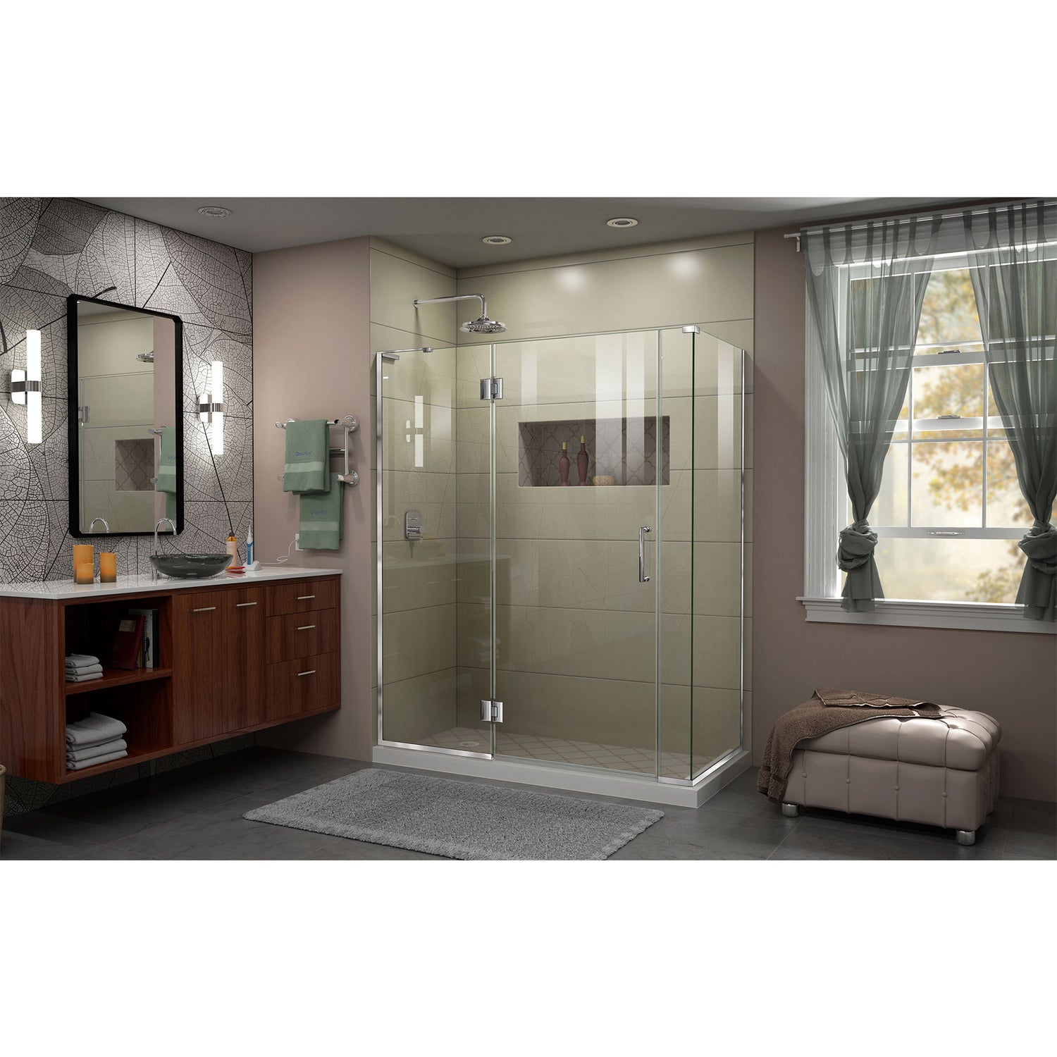 DreamLine Unidoor-X 59 in. W x 34 3/8 in. D x 72 in. H Frameless Hinged Shower Enclosure in Chrome