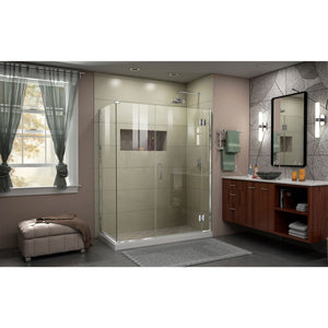 DreamLine Unidoor-X 46 in. W x 30 3/8 in. D x 72 in. H Frameless Hinged Shower Enclosure in Chrome