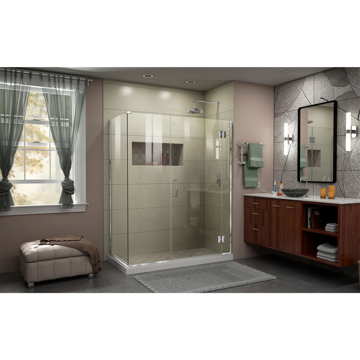 DreamLine Unidoor-X 45 in. W x 30 3/8 in. D x 72 in. H Frameless Hinged Shower Enclosure in Chrome