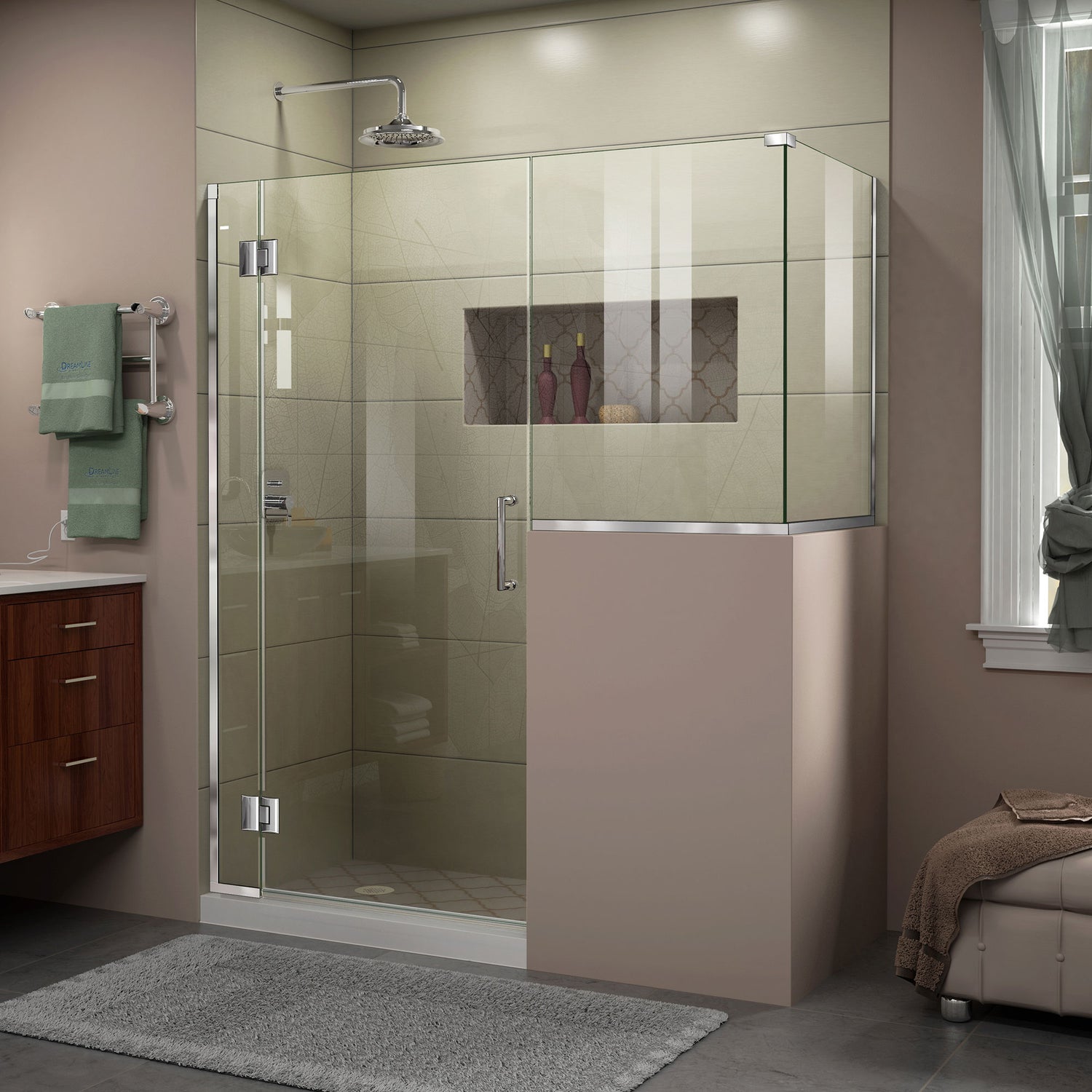 DreamLine Unidoor-X 58 in. W x 30 3/8 in. D x 72 in. H Frameless Hinged Shower Enclosure in Chrome