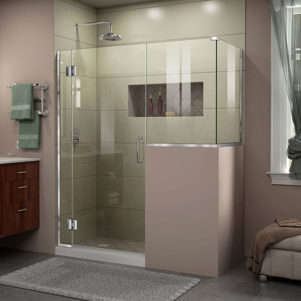 DreamLine Unidoor-X 59 in. W x 30 3/8 in. D x 72 in. H Frameless Hinged Shower Enclosure in Chrome