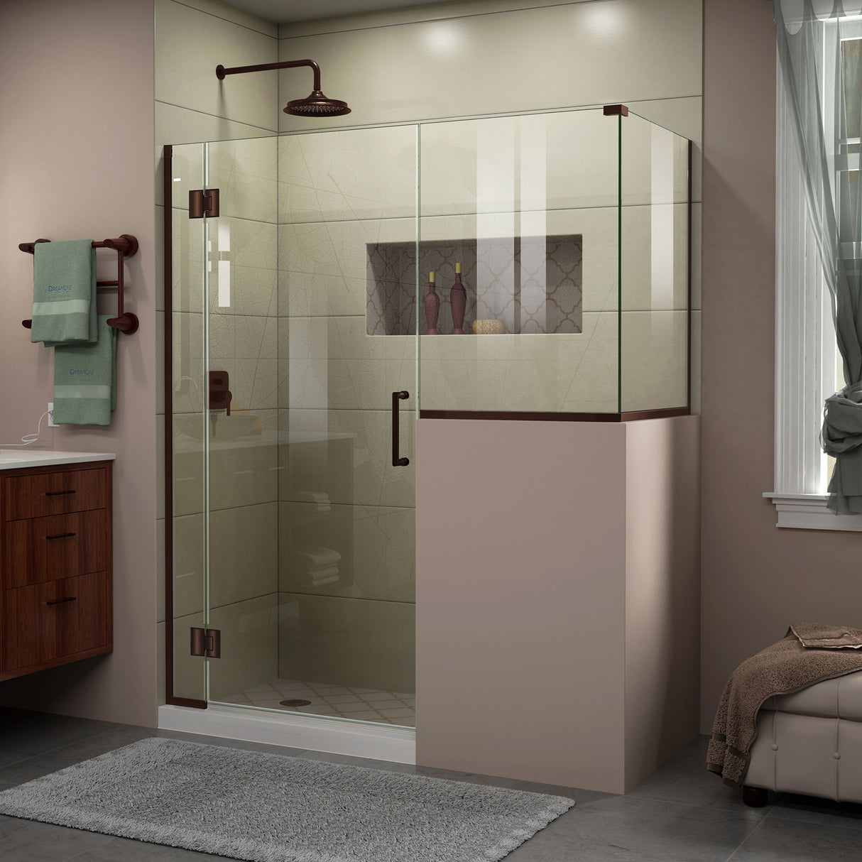 DreamLine Unidoor-X 57 in. W x 36 3/8 in. D x 72 in. H Frameless Hinged Shower Enclosure in Oil Rubbed Bronze