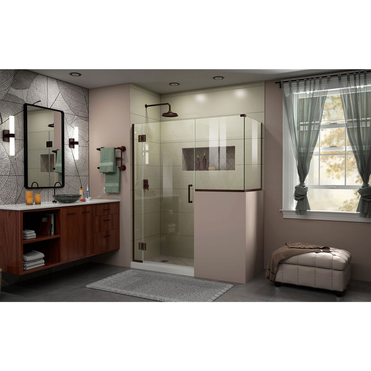 DreamLine Unidoor-X 57 in. W x 36 3/8 in. D x 72 in. H Frameless Hinged Shower Enclosure in Oil Rubbed Bronze