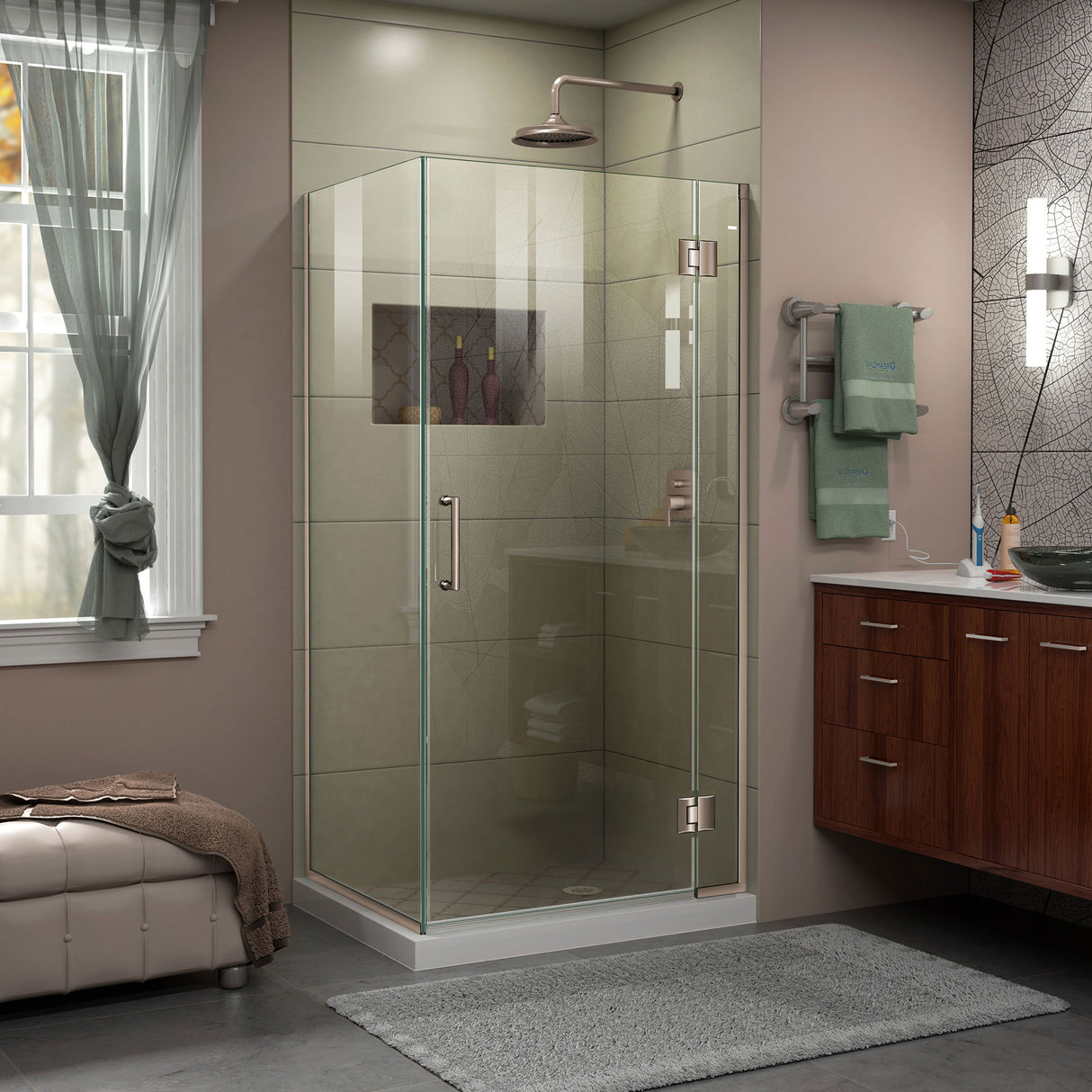 DreamLine Unidoor-X 36 3/8 in. W x 30 in. D x 72 in. H Frameless Hinged Shower Enclosure in Brushed Nickel