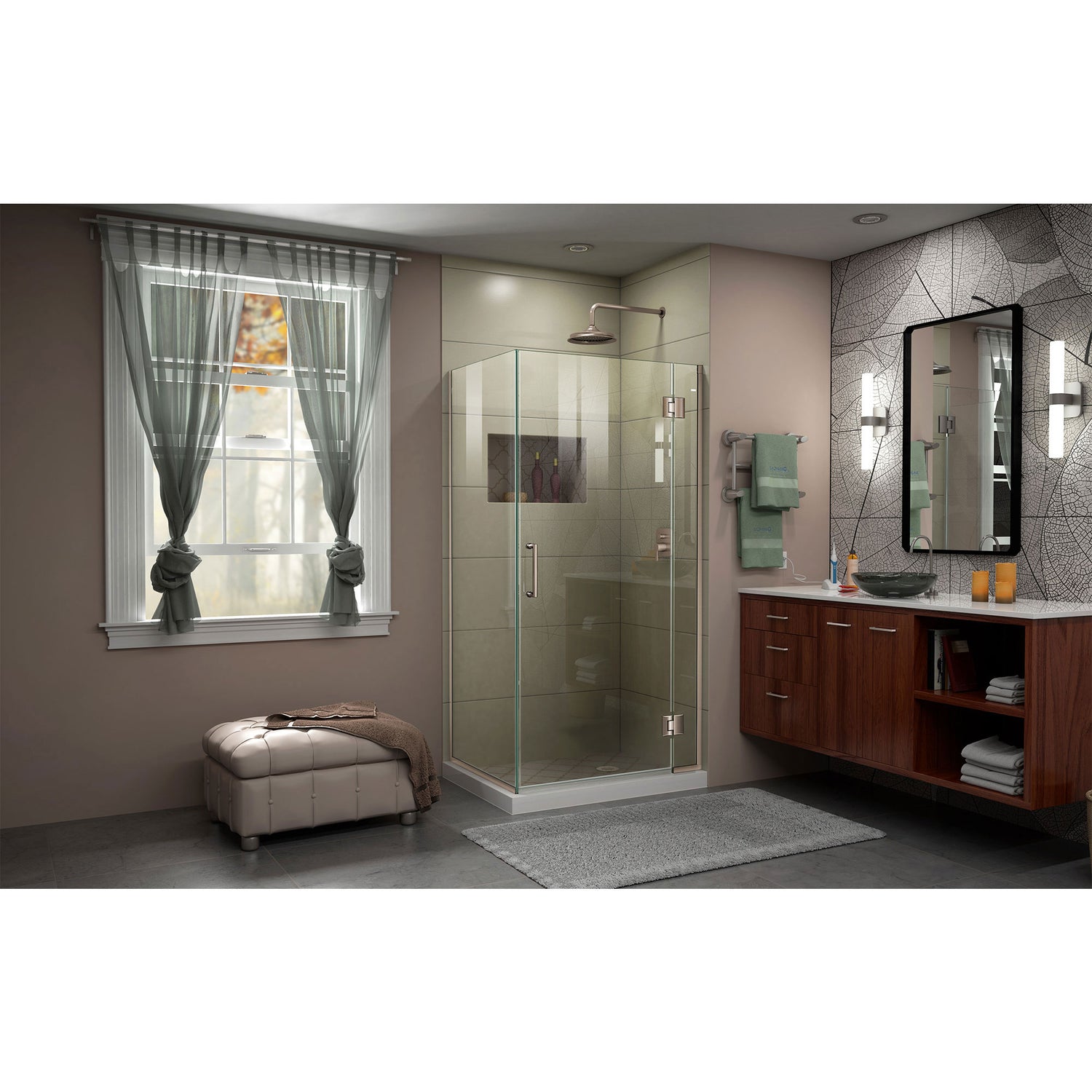 DreamLine Unidoor-X 35 3/8 in. W x 30 in. D x 72 in. H Frameless Hinged Shower Enclosure in Brushed Nickel