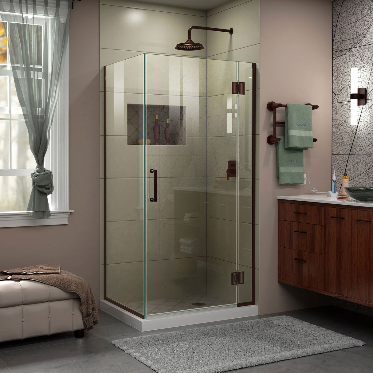 DreamLine Unidoor-X 36 3/8 in. W x 30 in. D x 72 in. H Frameless Hinged Shower Enclosure in Oil Rubbed Bronze