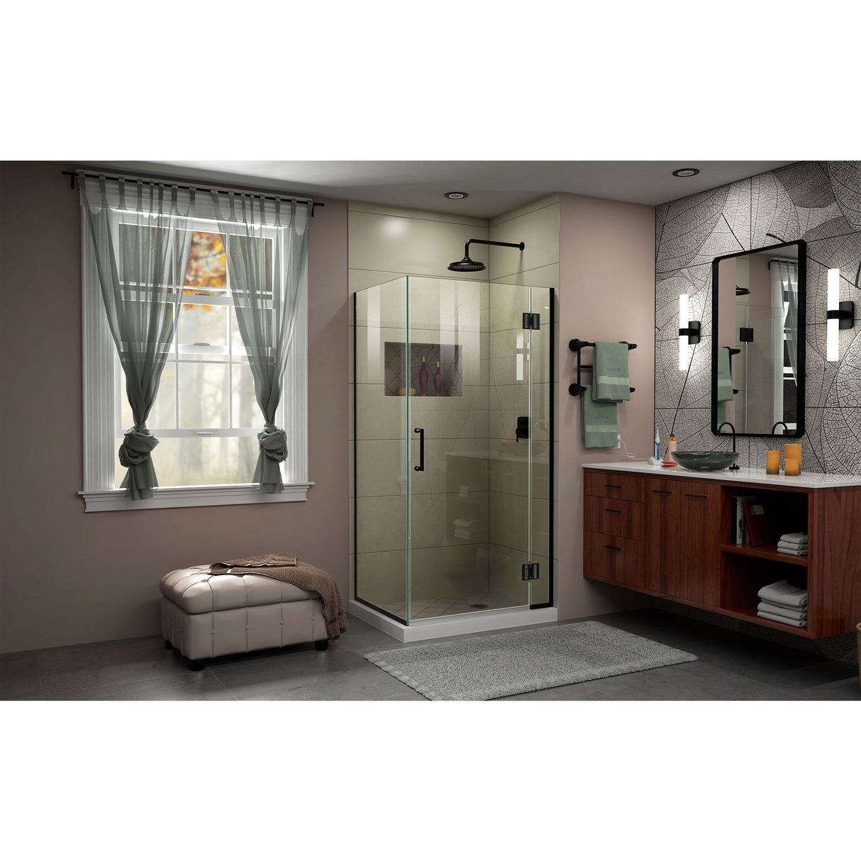 DreamLine Unidoor-X 36 3/8 in. W x 34 in. D x 72 in. H Frameless Hinged Shower Enclosure in Satin Black