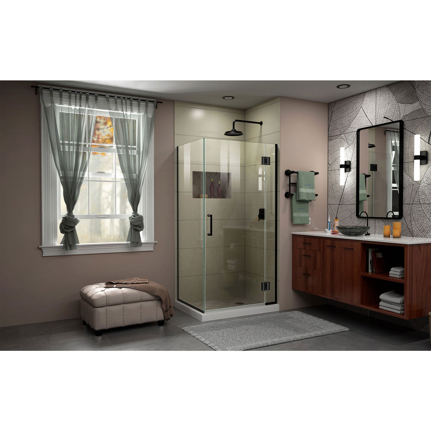 DreamLine Unidoor-X 36 3/8 in. W x 34 in. D x 72 in. H Frameless Hinged Shower Enclosure in Satin Black