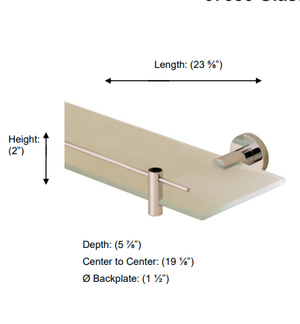 Valsan - PORTO Glass Shelf with Gallery 20”, 24"