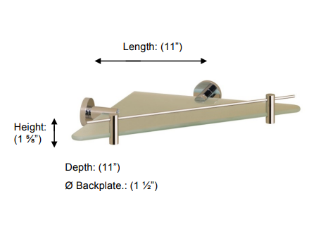 Valsan - PORTO Corner Glass Shelf with Gallery