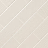 Urbano crema 3d mix glazed ceramic white textured subway tile 4x12 glossy NURBCREMIX4X12 product shot angle view