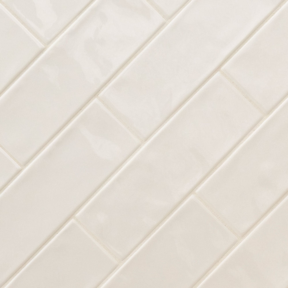 Urbano crema ceramic white subway tile 4x12 glossy  msi collection NURBCRE4X12 product shot angle view