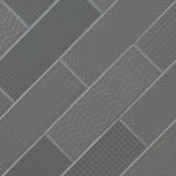 Urbano graphite 3d mix ceramic gray textured subway tile 4x12 glossy NURBGRAMIX4X12 product shot angle view