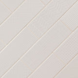 Urbano pure 3d mix ceramic white textured subway tile 4_x12_ glossy  NURBPURMIX4X12 product shot angle view