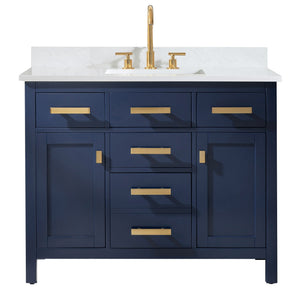 Valentino 42" Single Sink Vanity with White Quartz Top