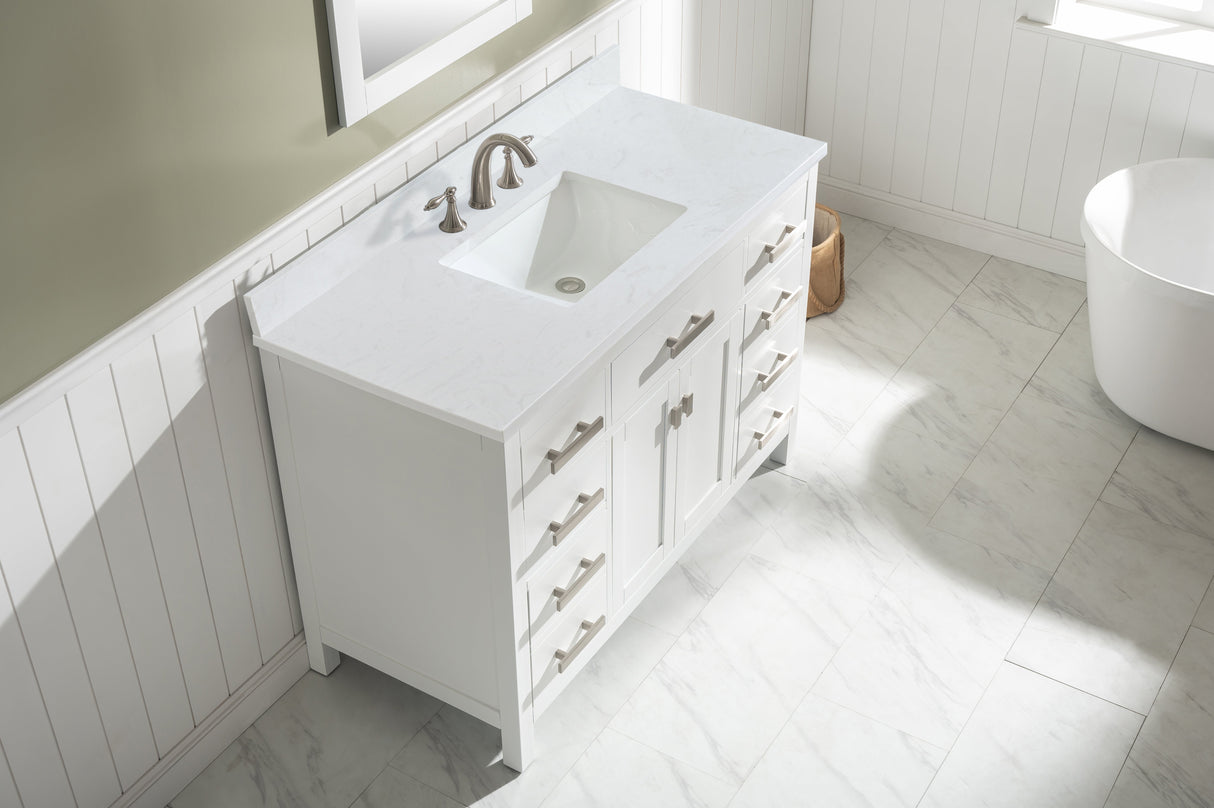 Valentino 48" Single Sink Vanity with White Quartz Top