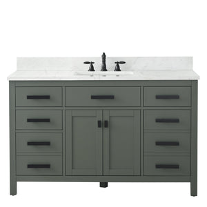 Valentino 54" Single Sink Vanity with White Quartz Top