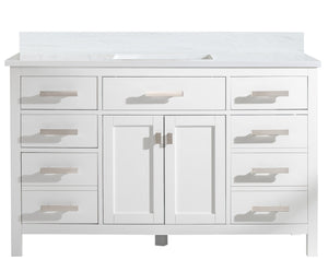 Valentino 54" Single Sink Vanity with White Quartz Top