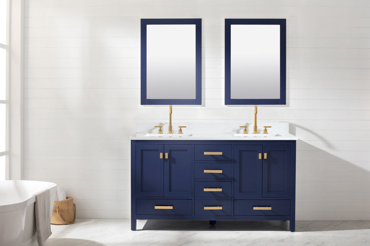 Valentino 60" Double Sink Vanity with White Quartz Top