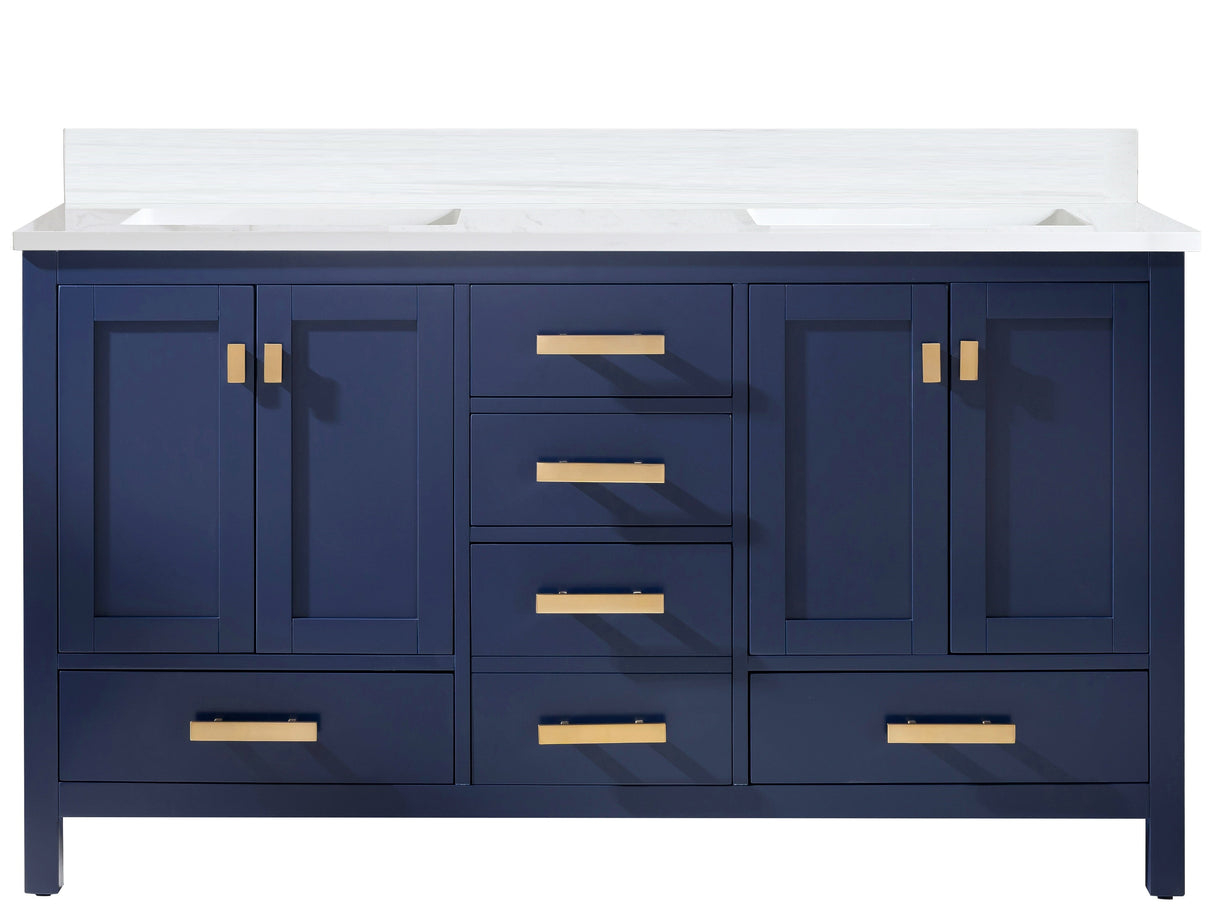 Valentino 60" Double Sink Vanity with White Quartz Top
