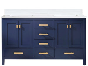 Valentino 60" Double Sink Vanity with White Quartz Top
