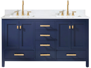 Valentino 60" Double Sink Vanity with White Quartz Top