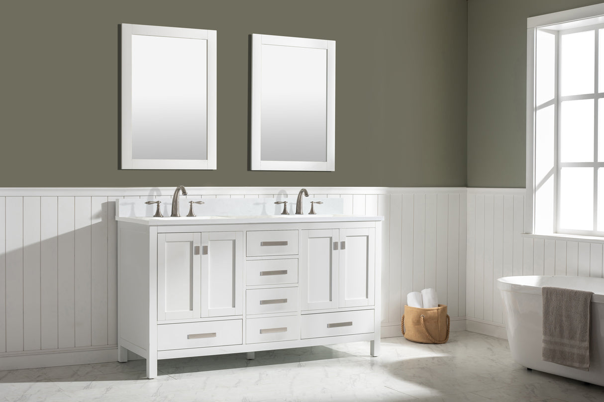 Valentino 60" Double Sink Vanity with White Quartz Top