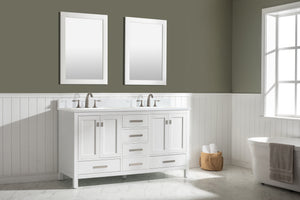 Valentino 60" Double Sink Vanity with White Quartz Top