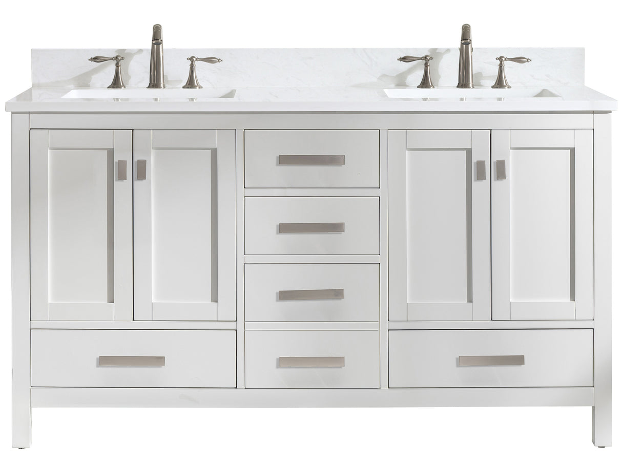 Valentino 60" Double Sink Vanity with White Quartz Top