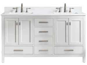 Valentino 60" Double Sink Vanity with White Quartz Top
