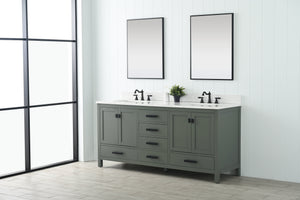 Valentino 72" Single Sink Vanity with White Quartz Top