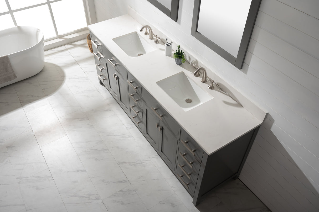 Valentino 84" Double Sink Vanity with White Quartz Top